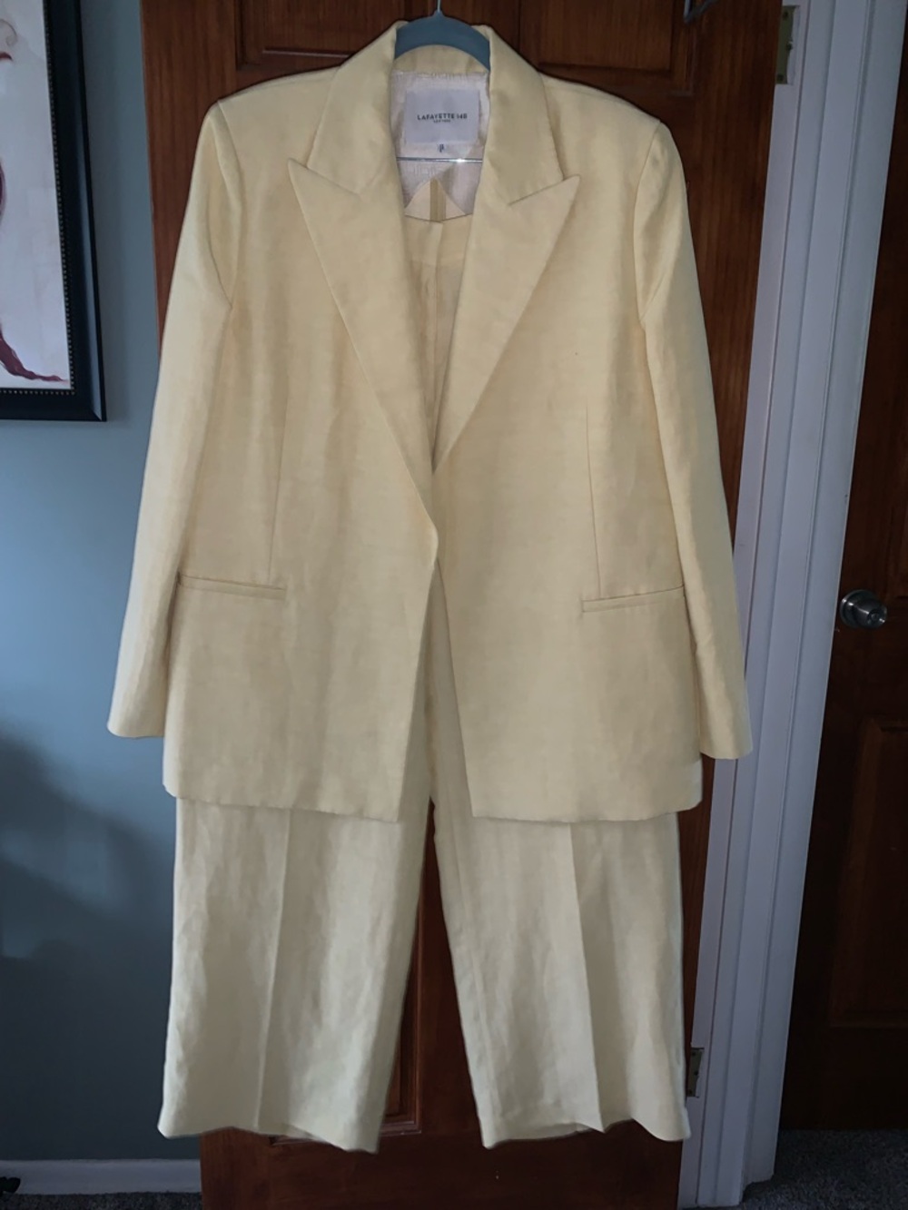 Lafayette 148 Light Yellow Linen Pant Suit